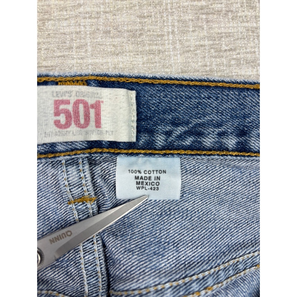 Vintage Levis 501 Mens 36x30 Jeans Light Distress Festival Faded Denim - Picture 5 of 13